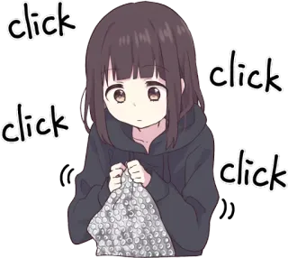 🥱 2b783f7e click click click click 动漫, 女孩, 泡泡纸, 点击, 可爱 telegram sticker