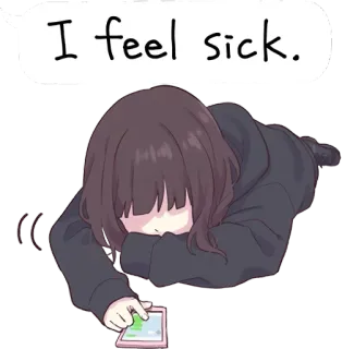 😰 f472405e I feel sick. 生病, 悲伤, 动漫, 女孩, 女孩 telegram sticker