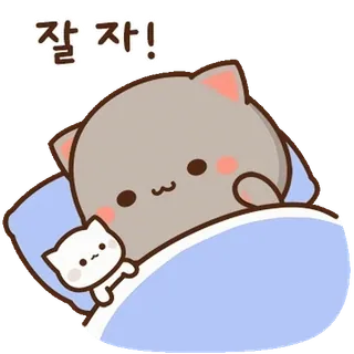 💬 4dd67df3 잘 자! 猫, 睡觉, 晚安, 可爱, 动物, 卡通 telegram sticker