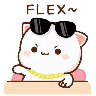 💬 8eedb398 FLEX~ 猫, 秀肌肉, 太阳镜, 链子, 卡通, 动物, 酷, 可爱 telegram sticker