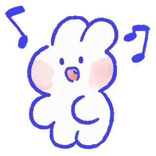 💬 72179b7f 토끼, 귀여운, 동물, 만화, 음악, 노래, 노래하다 whatsapp sticker