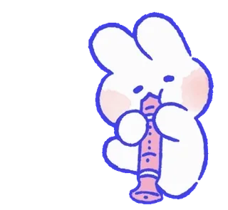 💬 7456f4bf 토끼, 리코더, 악기, 귀여운, 일러스트, 만화, 동물, 카와이 whatsapp sticker