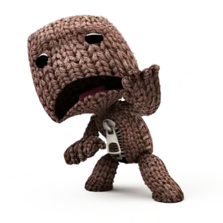 😟 094dcc60 Sackboy LittleBigPlanet Sackboy, LittleBigPlanet, videogioco, mascotte, personaggio telegram sticker