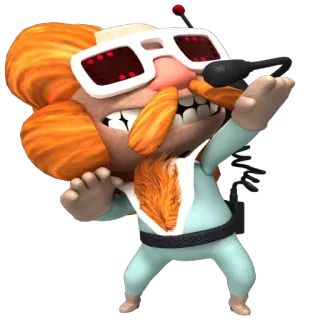 🕺 1b396349 Cartone animato, Personaggio, Divertente, Occhiali, Capelli arancioni, Sci-fi telegram sticker