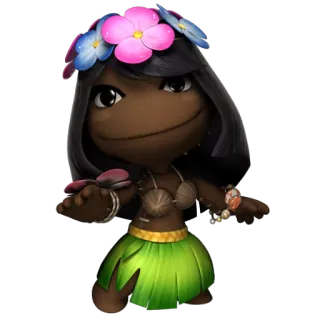 👩 b601e9cf Cartone animato, Arte digitale, Femmina, Hula, Carino, Personaggio, Corona di fiori telegram sticker