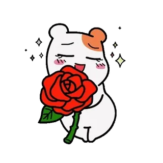 💬 1943368e 卡通, 仓鼠, 玫瑰, 花, 可爱, 闪耀 telegram sticker