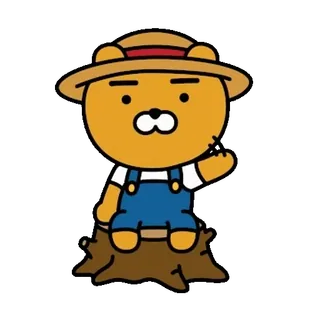 💬 a35e3a75 Ryan cartone animato, personaggio, Ryan, contadino, animale, carino, cappello, salopette telegram sticker