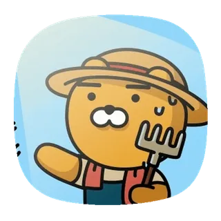 💬 f8179a34 Ryan cartone animato, agricoltore, personaggio, Ryan, Kakao Friends, animale, orso, cappello telegram sticker