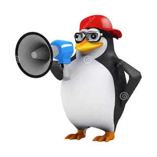 📢 34cba057 企鹅, 扩音器, 卡通, 眼镜, 红帽子, 动物, 搞笑 telegram sticker