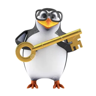 🔑 52653c4e 企鹅, 钥匙, 眼镜, 动物, 卡通 telegram sticker