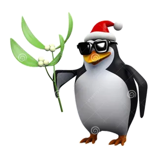 🌱 9295eb46 企鹅, 圣诞节, 槲寄生, 圣诞帽, 太阳镜, 冬天 telegram sticker