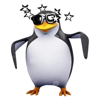 ⭐ ad8e7084 企鹅, 星星, 太阳镜, 卡通, 鸟 telegram sticker