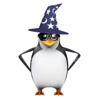 ⭐ f9ad980a 企鹅, 巫师, 星星, 帽子, 太阳镜, 动物 telegram sticker