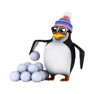 ☃ ff04daf2 企鹅, 雪球, 冬天, 帽子, 眼镜, 卡通 telegram sticker