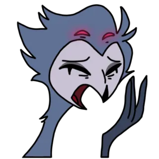 😫 da06300d Stolas Helluva Boss мультфильм, анимация, Helluva Boss, Столас, сова, грустный telegram sticker