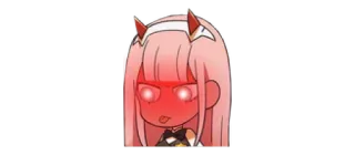 😡 058983a0 Zero Two Darling in the Franxx anime, Zero Two, Darling in the Franxx, marah, rambut pink telegram sticker