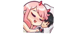 🤗 2e4b4ca8 Zero Two Darling in the Franxx Anime, Lucu, Cinta, Pasangan telegram sticker