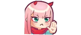 🙅‍♀ 76ec9e00 Zero Two Darling in the Franxx Anime, Gadis, Iblis, Rambut pink, Lucu, Tidak telegram sticker