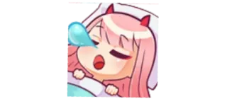 😴 86bc58ee Zero Two Darling in the Franxx Anime, Lucu, Mengantuk, Tidur, Chibi telegram sticker