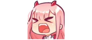 😫 94f9d566 Zero Two Darling in the Franxx anime, marah, iblis, berteriak, rambut pink telegram sticker