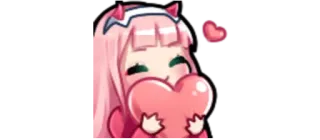 ❤ 96e5fa71 Zero Two Darling in the Franxx Anime, Cinta, Merah Muda, Hati, Kawaii telegram sticker