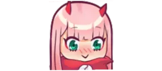 😌 99f71a33 Zero Two Darling in the Franxx Anime, Kawaii, Merah Muda, Tanduk, Lucu telegram sticker