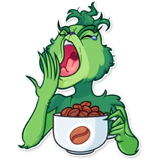 ☕️ 4394482f Grinch grinch, kaffee, cartoon, weihnachten, animiert telegram sticker