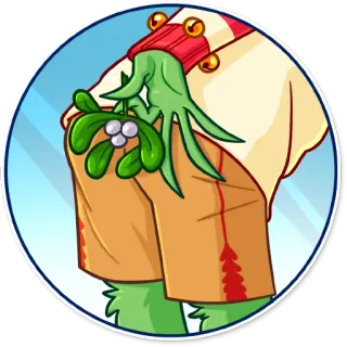 😗 689700c2 Figur, Feiertag, Weihnachten, Mistel, Cartoon telegram sticker