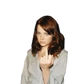 💥 b351b5f7 middle finger, gesture, offensive, celebrity, woman, Emma Stone telegram sticker