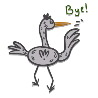 👋 04af72b1 Bye! oiseau, autruche, animal, dessin animé, au revoir, adieu telegram sticker