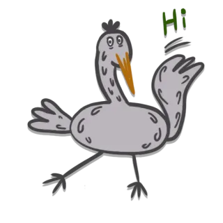 👋 25184063 oiseau, animal, dessin animé, autocollant, blanc, grue telegram sticker