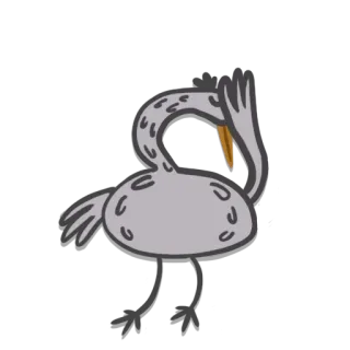 🤦 454e3938 oiseau, grue, dessin animé, triste, animal, mignon telegram sticker
