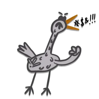 🤬 5e7b23dd oiseau, dessin animé, en colère, drôle, animal, personnage telegram sticker