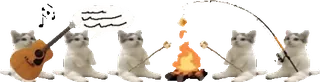🔥 6f824216 chat, camping, chamallow, guitare, feu de camp, chatons telegram sticker