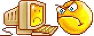 😡 817cfeca en colère, ordinateur, emoji, émoticône, frustré, pixelisé telegram sticker