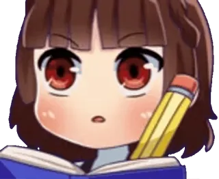 ✍️ ddcb1ef4 Anime, Fille, Écriture, Crayon, Mignon, Étude telegram sticker