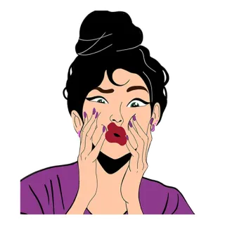 😜 22b590d3 女人, 卡通, 嘴唇, 表情, 惊喜 telegram sticker