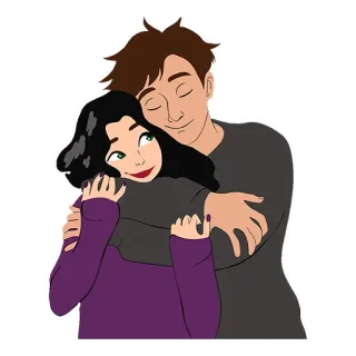 🤗 e363638e 情侣, 拥抱, 爱, 浪漫, 卡通, 拥抱, 爱意 telegram sticker