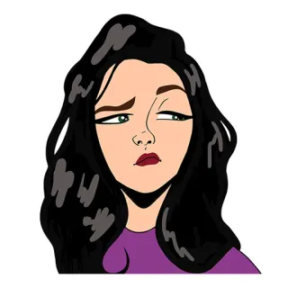 😏 eb7946ed 女人, 卡通, 插画, 女孩, 角色, 肖像 telegram sticker