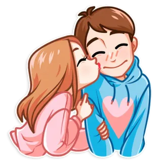 😚 1e0dcee3 จูบ, คู่รัก, ความรัก, การ์ตูน telegram sticker