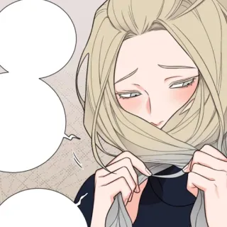 😅 05fbeabe femme, blonde, triste, portrait, manga, visage telegram sticker