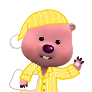 💬 5cc189f3 Pororo Мультфильм, Медведь, Спит, Пижама, Милый whatsapp sticker