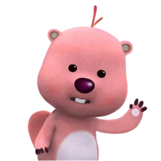 💬 ab55e9d7 животное, мультфильм, машущий, розовый, бобр whatsapp sticker