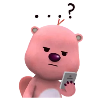 💬 e765e70f Мультфильм, Розовый, Животное, Персонаж, Вопрос, Телефон, Думает whatsapp sticker
