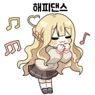 💬 19633fa6 해피댄스 애니메이션, 소녀, 귀여운, 카와이, 음악, 댄스, 행복한 telegram sticker