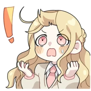 💬 ad794ffe 애니메이션, 느낌표, 충격, 금발, 여자, 만화, 귀여운 telegram sticker