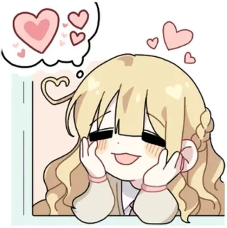 💬 8b2418b5 Anime Mädchen, Herzen, Kawaii, Süß, Träumend, Sticker whatsapp sticker