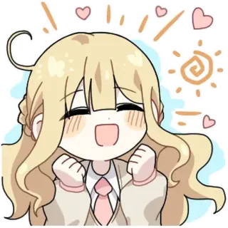 💬 95fe2c1a Anime Mädchen, Fröhlich, Freudig, Aufgeregt, Süß, Herzen, Kawaii whatsapp sticker