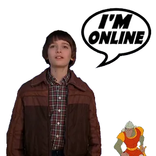 👾 0f36ec9b Will Byers Stranger Things I'M ONLINE Stranger Things, Will Byers, Ich bin online, Teenager, Cartoon, 80er telegram sticker