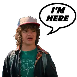 🙋 353cb873 Dustin Henderson Stranger Things I'M HERE dustin, stranger things, 80er, netflix, charakter, serie, ich bin hier, meme telegram sticker
